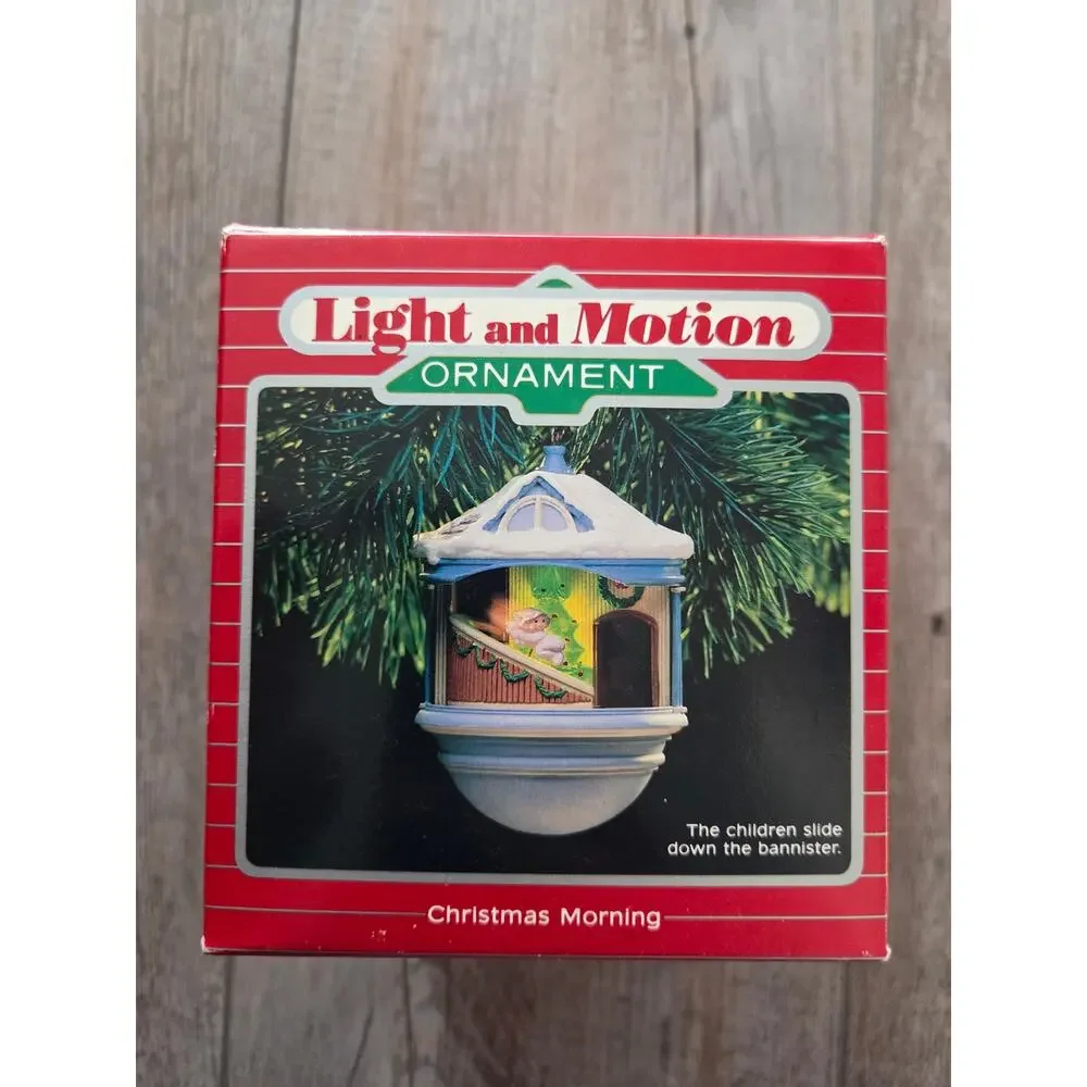 Hallmark Magic Light & Motion Ornaments Lot -Christmas Morning & Loving Spoonful